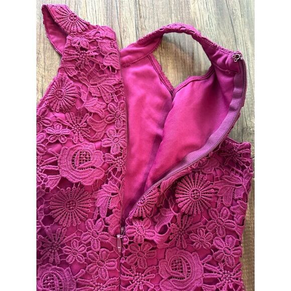 Lulus Love Poem Lace Mini Dress Magenta Pink Size S Party Cocktail - Picture 10 of 15